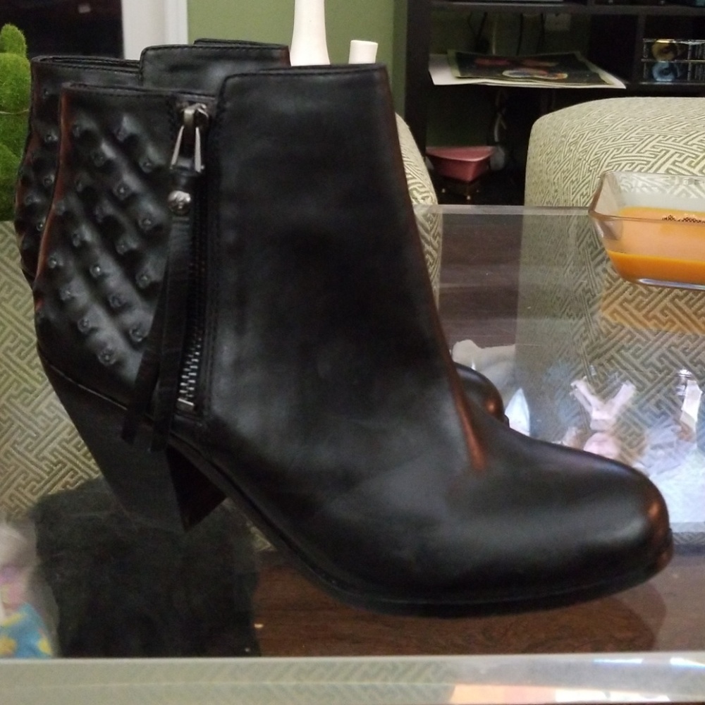 Never worn black leather ankle boots